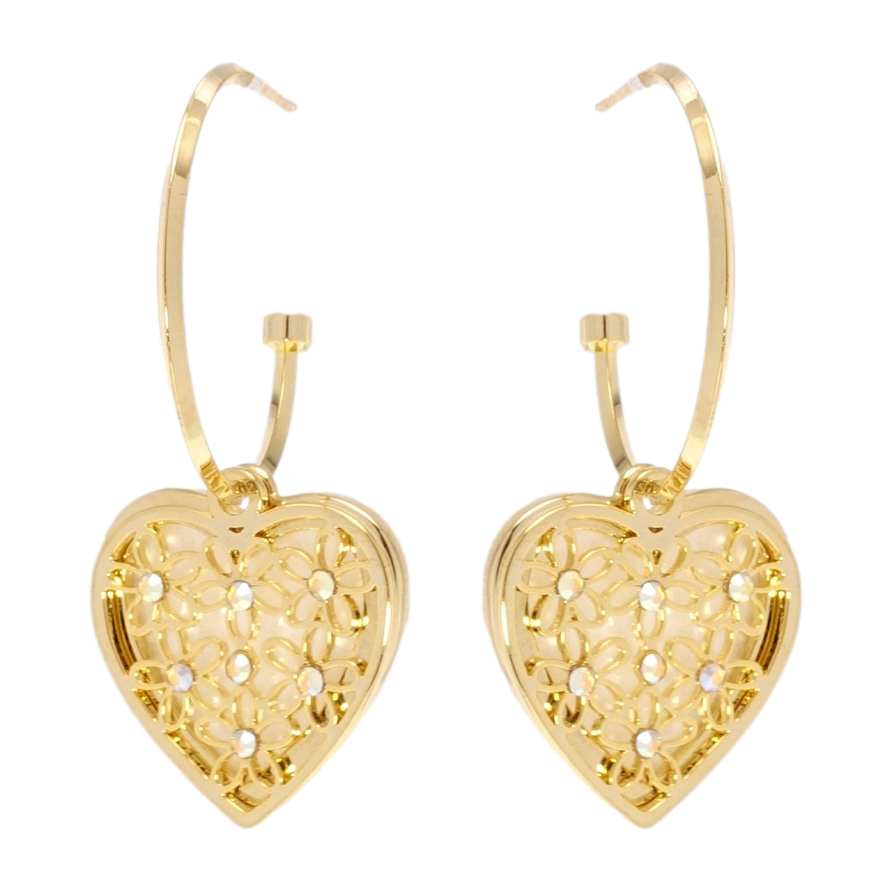 Серьги Xuping JEAN GOUJON Позолота 14K пусеты Цветочные сердечки на кольцах фото №1