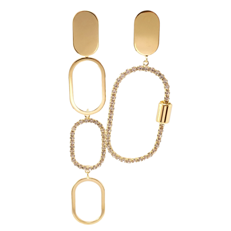 Серьги Xuping JEAN GOUJON Позолота 14K пусеты Ассиметричные овальные подвески фото №21