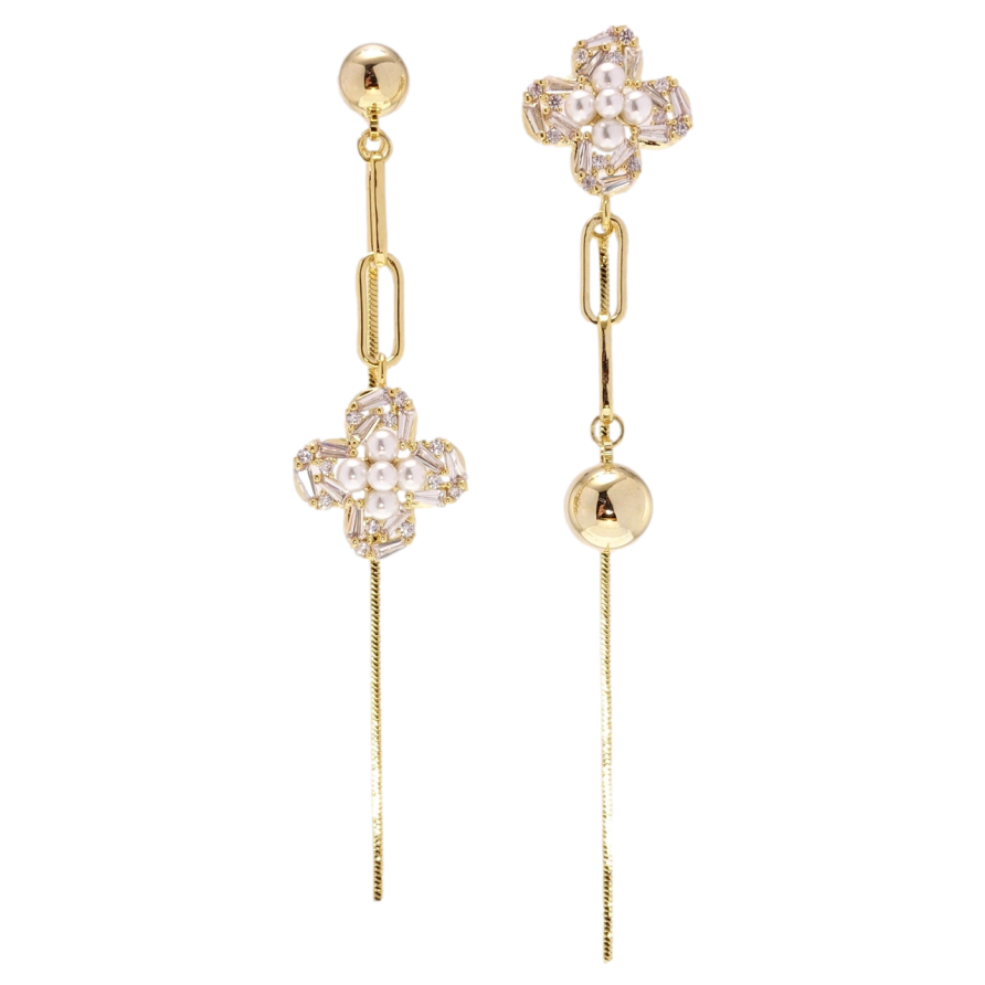 Серьги Xuping JEAN GOUJON Позолота 14K пусеты Ассиметричные подвески фото №1