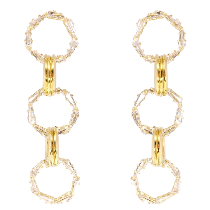 Сережки Xuping JEAN GOUJON Позолота 14K пусети Колечки з цирконієм фото №16