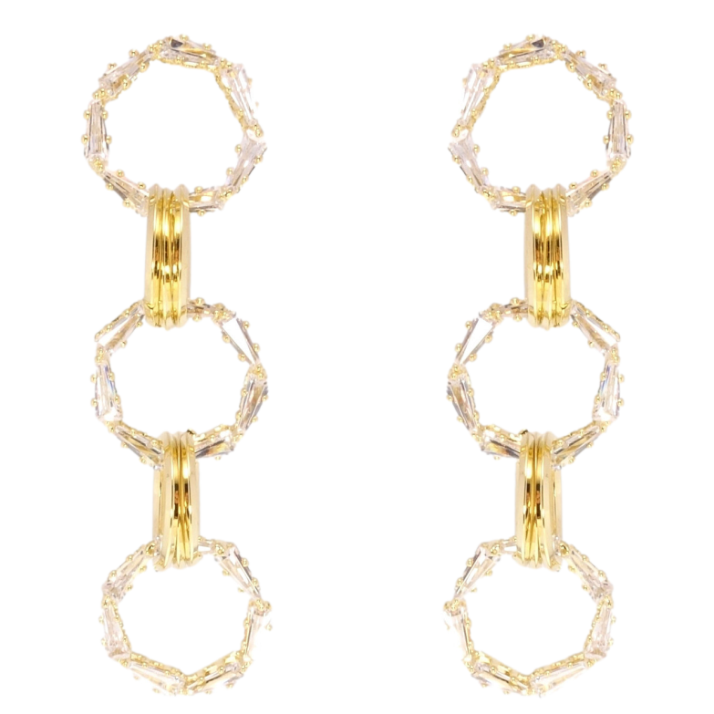 Серьги Xuping JEAN GOUJON Позолота 14K пусеты Колечки с цирконием фото №1