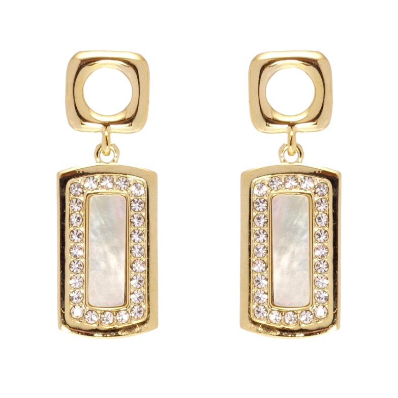 Сережки Xuping JEAN GOUJON Позолота 14K пусети «Підвіски з цирконієм і перламутровими вставками» фото №1