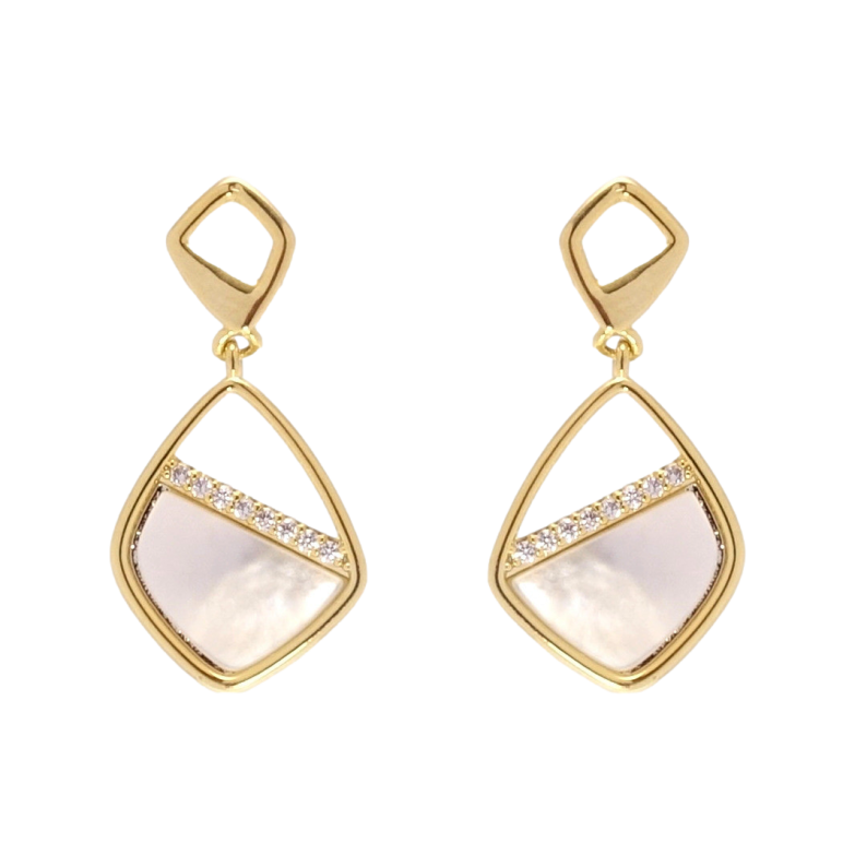 Сережки Xuping JEAN GOUJON Позолота 14K пусети «Ромбові підвіски з перламутровими вставками» фото №18