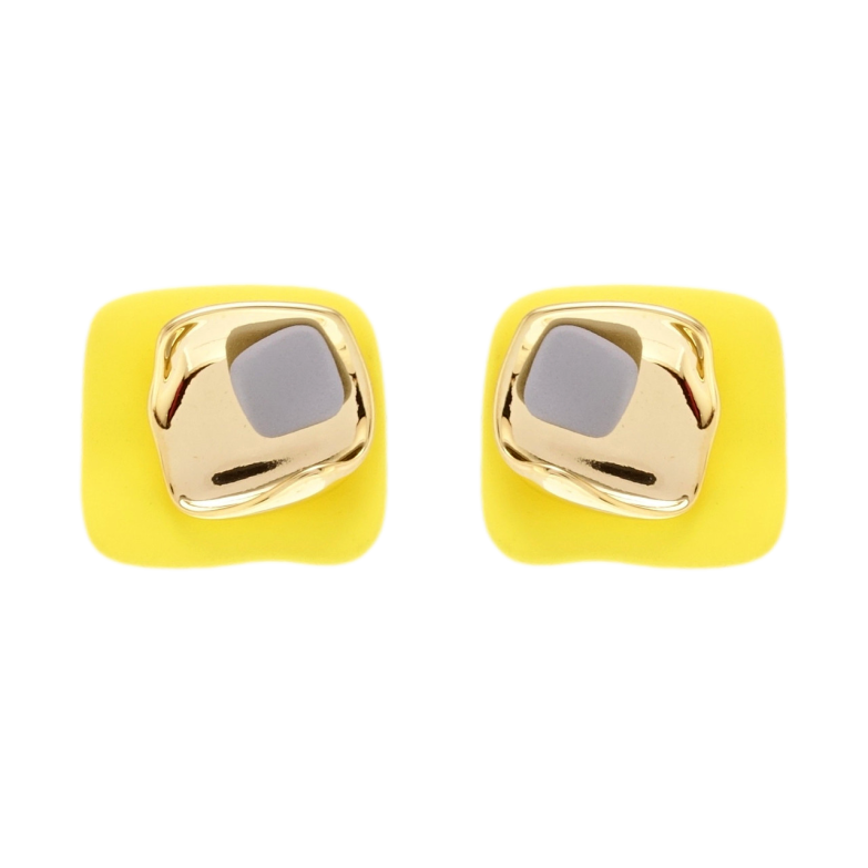Серьги Xuping JEAN GOUJON Позолота 14K пусеты Абстрактные желтые прямоугольники фото №1