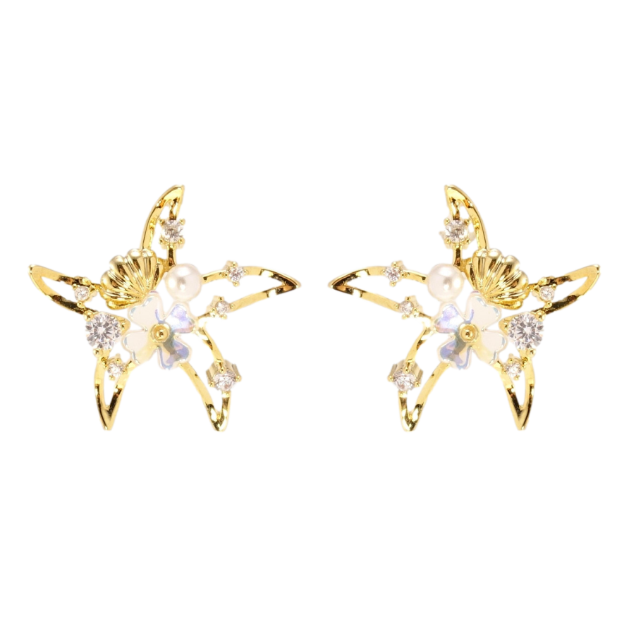 Сережки Xuping JEAN GOUJON Позолота 14K пусети Морські зірки фото №1