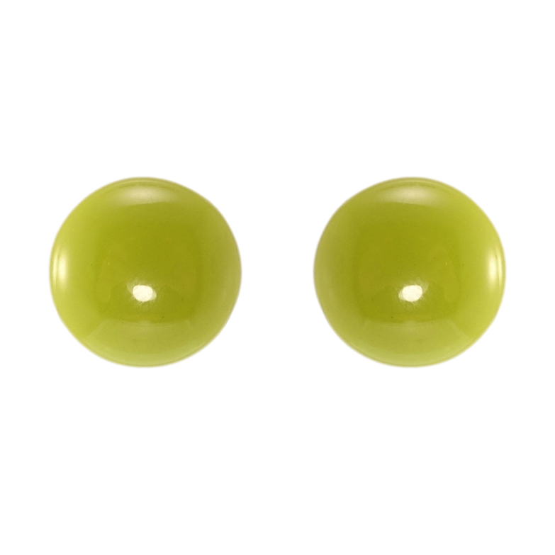 Сережки Xuping JEAN GOUJON Позолота 14K пусети Оливкові пластикові круги ø 14мм фото №1