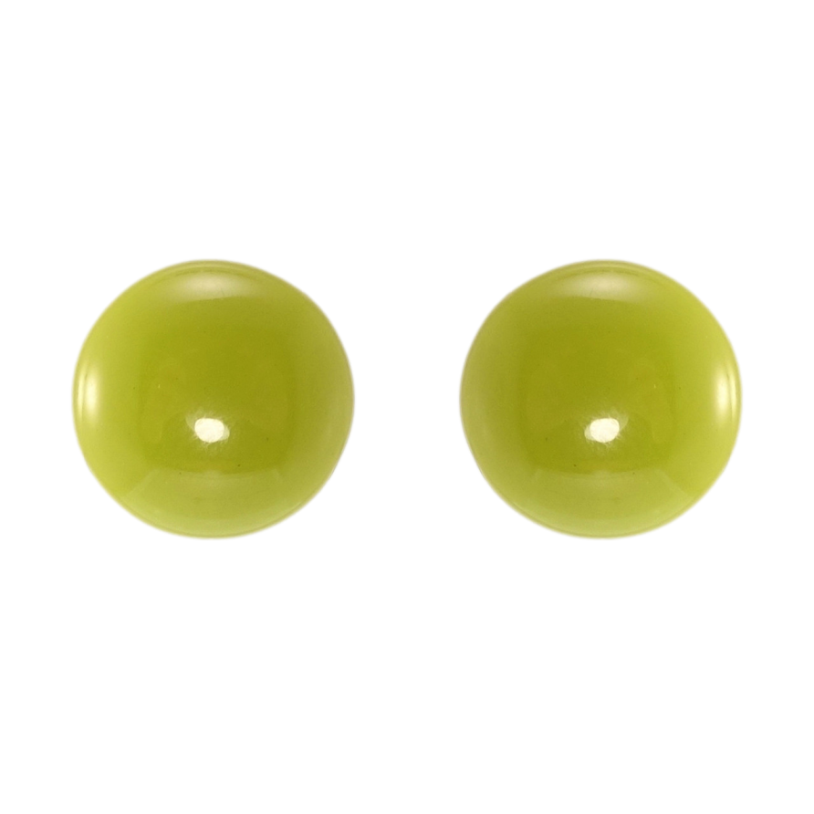 Сережки Xuping JEAN GOUJON Позолота 14K пусети Оливкові пластикові круги ø 14мм фото №1