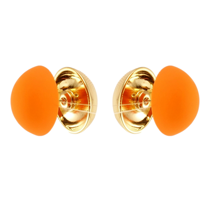 Серьги Xuping JEAN GOUJON Позолота 14K пусеты Полусферы с матовой эмалью ø 16мм фото №1