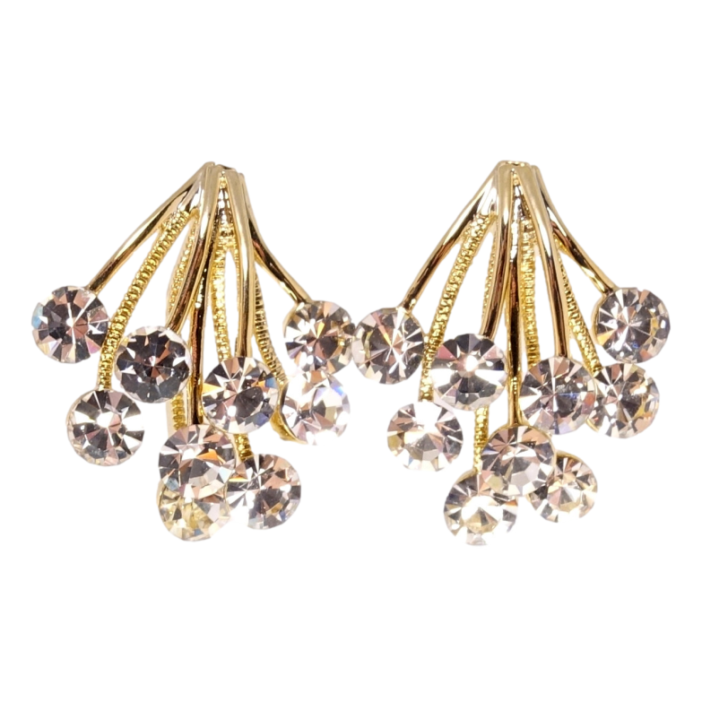 Серьги Xuping JEAN GOUJON Позолота 14K пусеты Букеты циркония фото №7