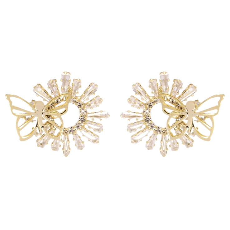 Сережки Xuping JEAN GOUJON Позолота 14K пусети Променисті колечка з метеликами фото №22