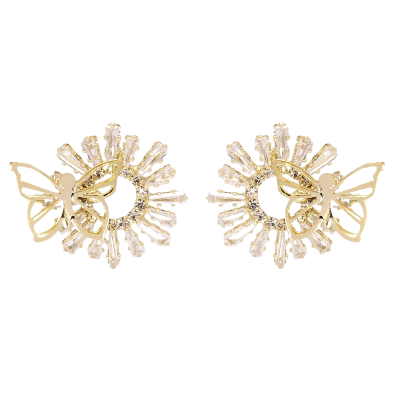 Сережки Xuping JEAN GOUJON Позолота 14K пусети Променисті колечка з метеликами фото №6