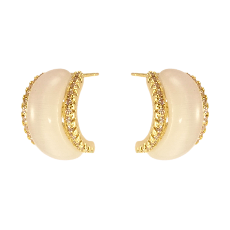 Сережки Xuping JEAN GOUJON Позолота 14K пусети Дуги з Котячим оком фото №25