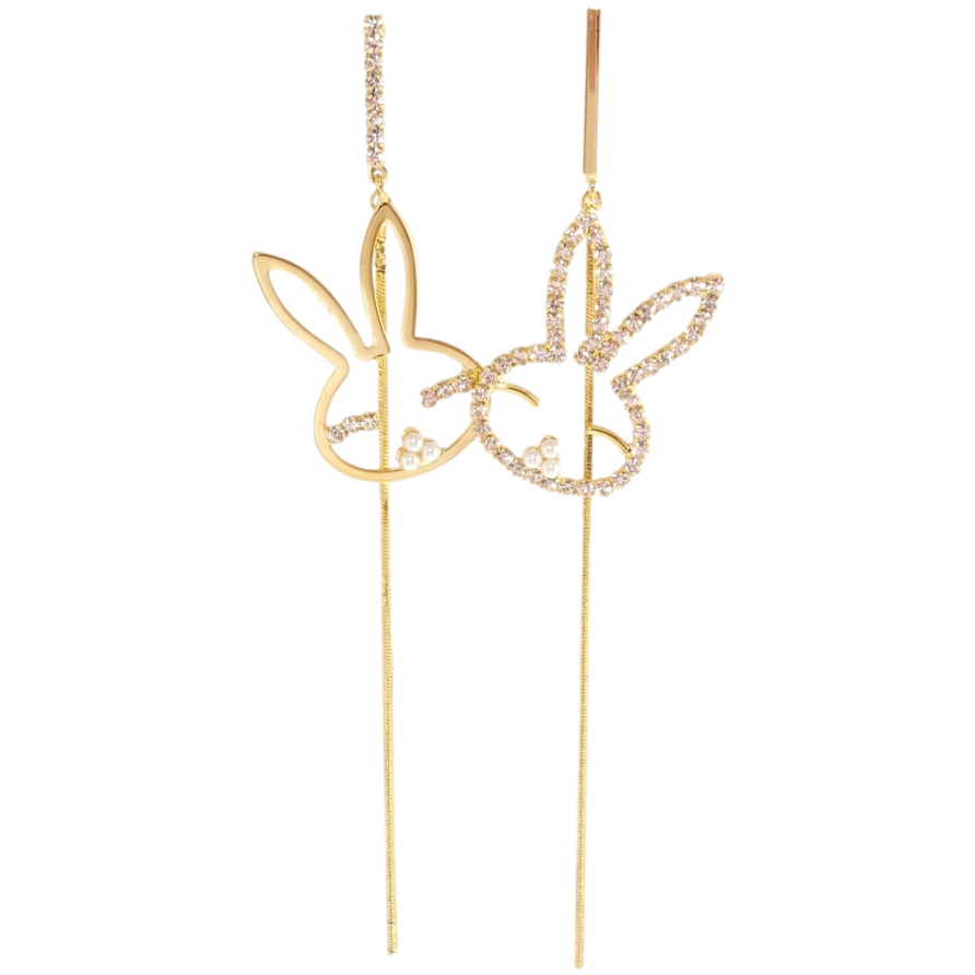 Сережки Xuping JEAN GOUJON Позолота 14K пусети Асиметричні кролики фото №1