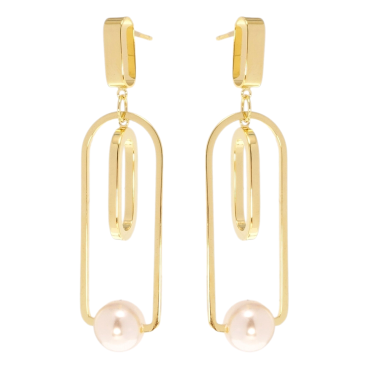 Серьги Xuping JEAN GOUJON Позолота 14K пусеты Фигурные с жемчужными бусинами фото №5