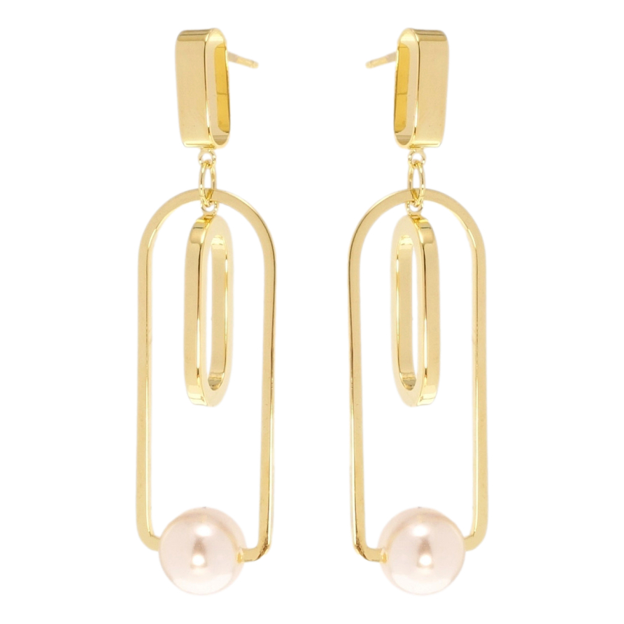 Серьги Xuping JEAN GOUJON Позолота 14K пусеты Фигурные с жемчужными бусинами фото №1