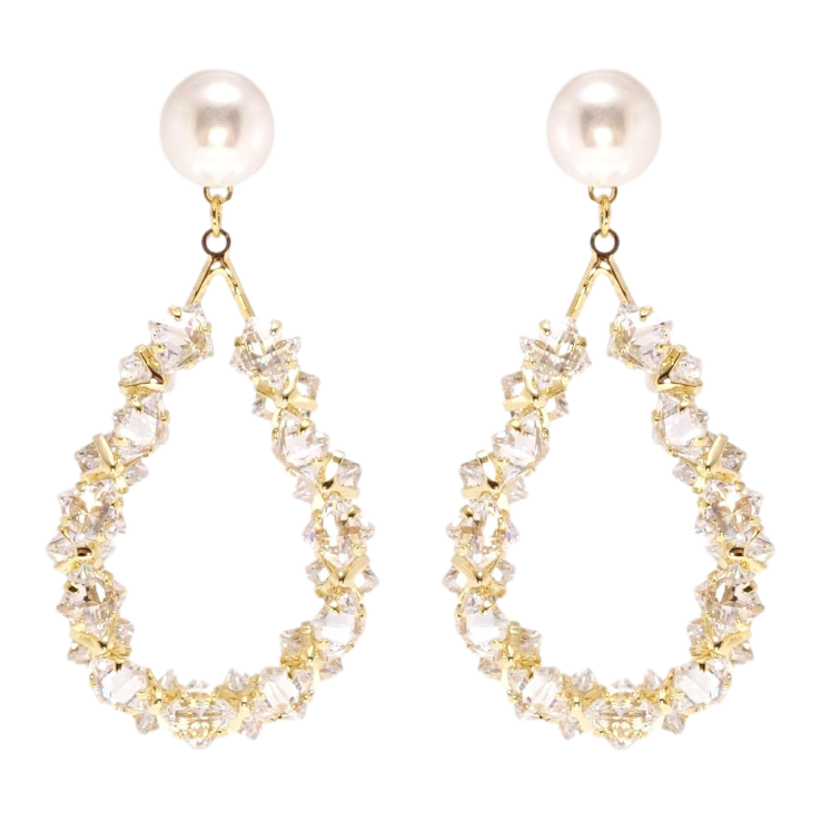 Сережки Xuping JEAN GOUJON Позолота 14K пусети Кристальні крапельки ø 8мм фото №6