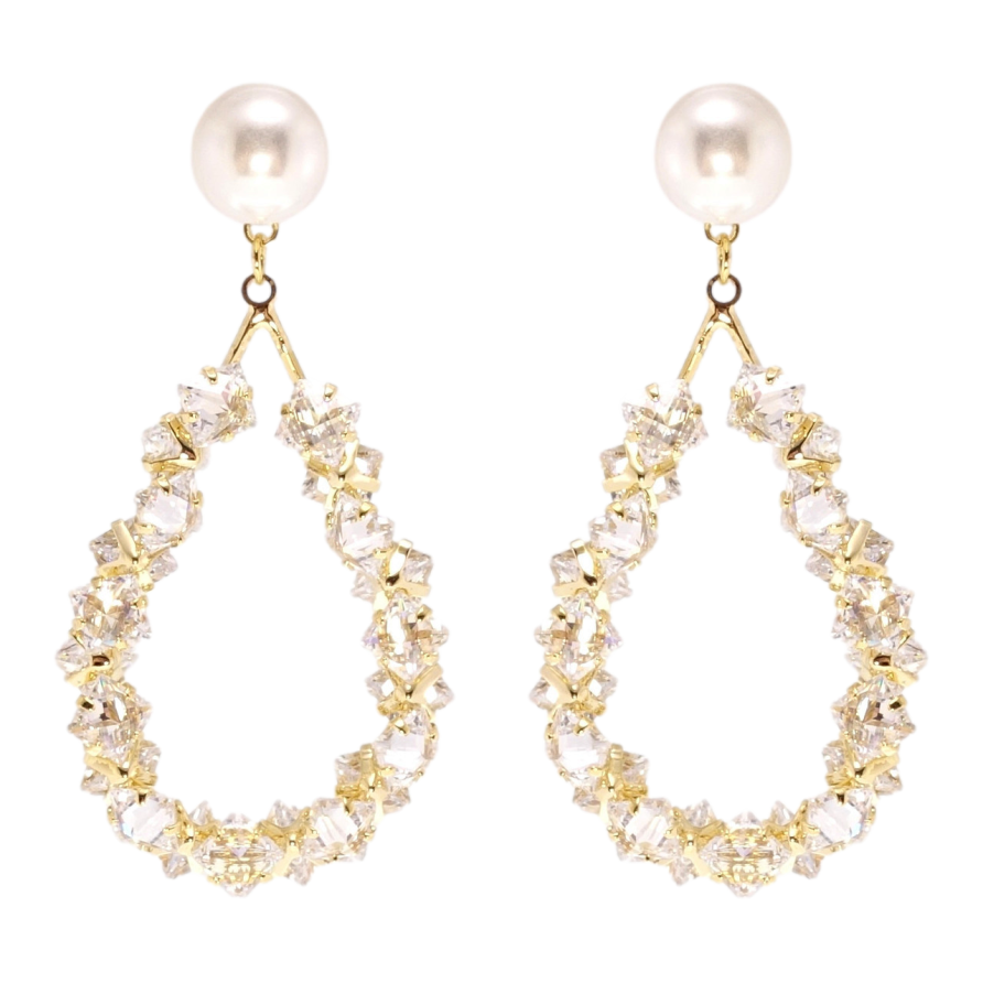 Сережки Xuping JEAN GOUJON Позолота 14K пусети Кристальні крапельки ø 8мм фото №1