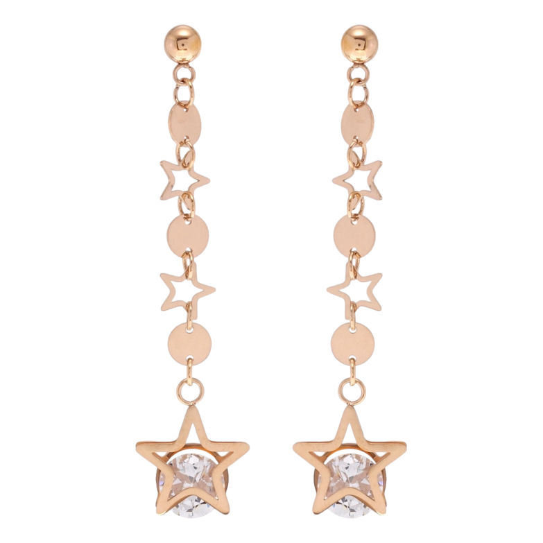 Сережки Xuping TTM Stainless Steel колір РО пусети Зоряні підвіски з кристалами фото №2