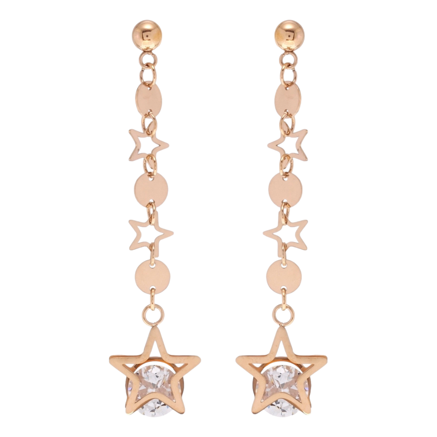 Серьги Xuping TTM Stainless Steel цвет РО пусеты Звездные подвески с кристаллами фото №1