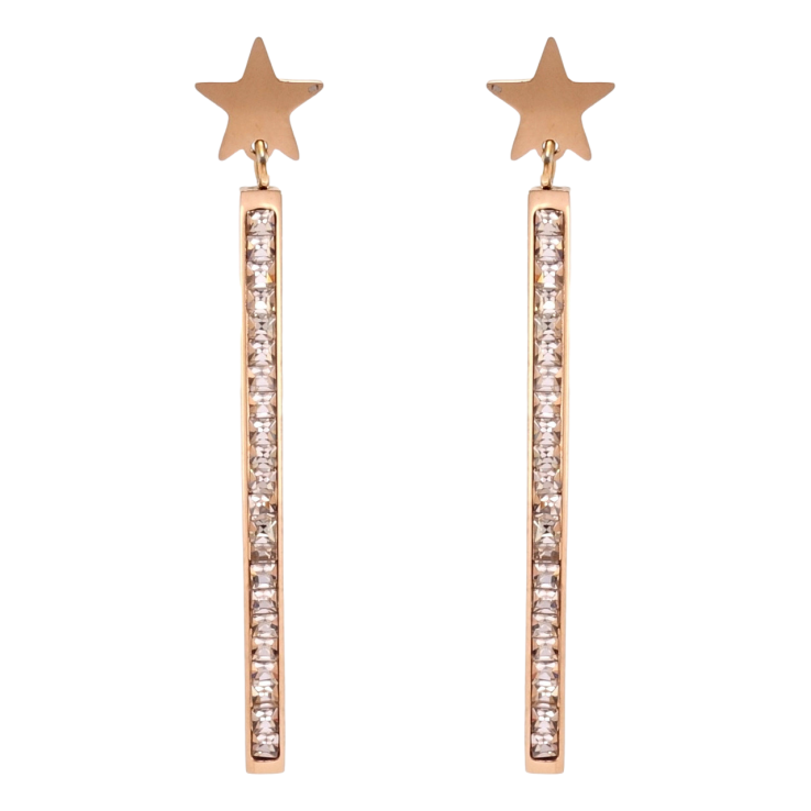 Серьги Xuping TTM Stainless Steel цвет РО пусеты Звезды с дорожками циркония фото №12