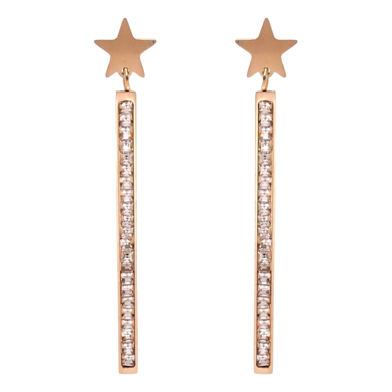 Сережки Xuping TTM Stainless Steel колір РО пусети Зірки з доріжками цирконію фото №14