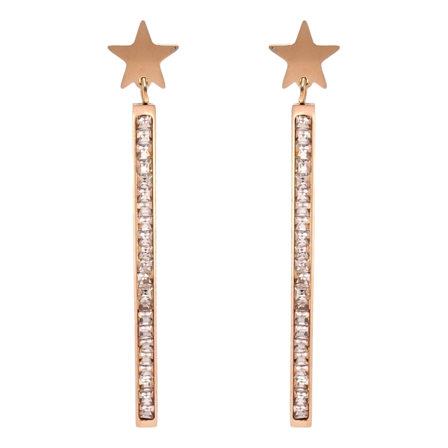 Серьги Xuping TTM Stainless Steel цвет РО пусеты Звезды с дорожками циркония фото №1