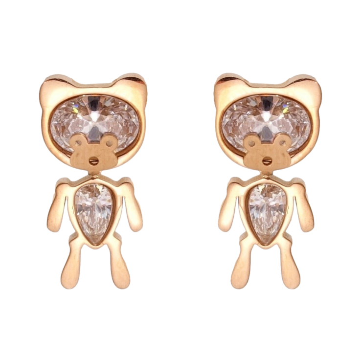 Серьги Xuping TTM Stainless Steel цвет РО пусеты Мишки с кристаллами фото №8