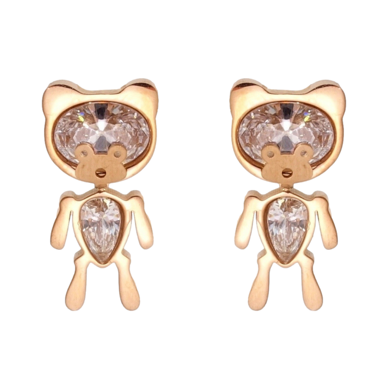 Серьги Xuping TTM Stainless Steel цвет РО пусеты Мишки с кристаллами фото №8