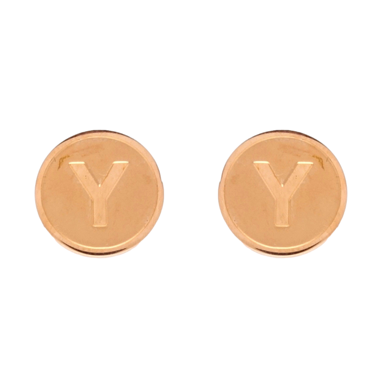 Серьги Xuping TTM Stainless Steel цвет РО пусеты Буква Y ø 12мм фото №1