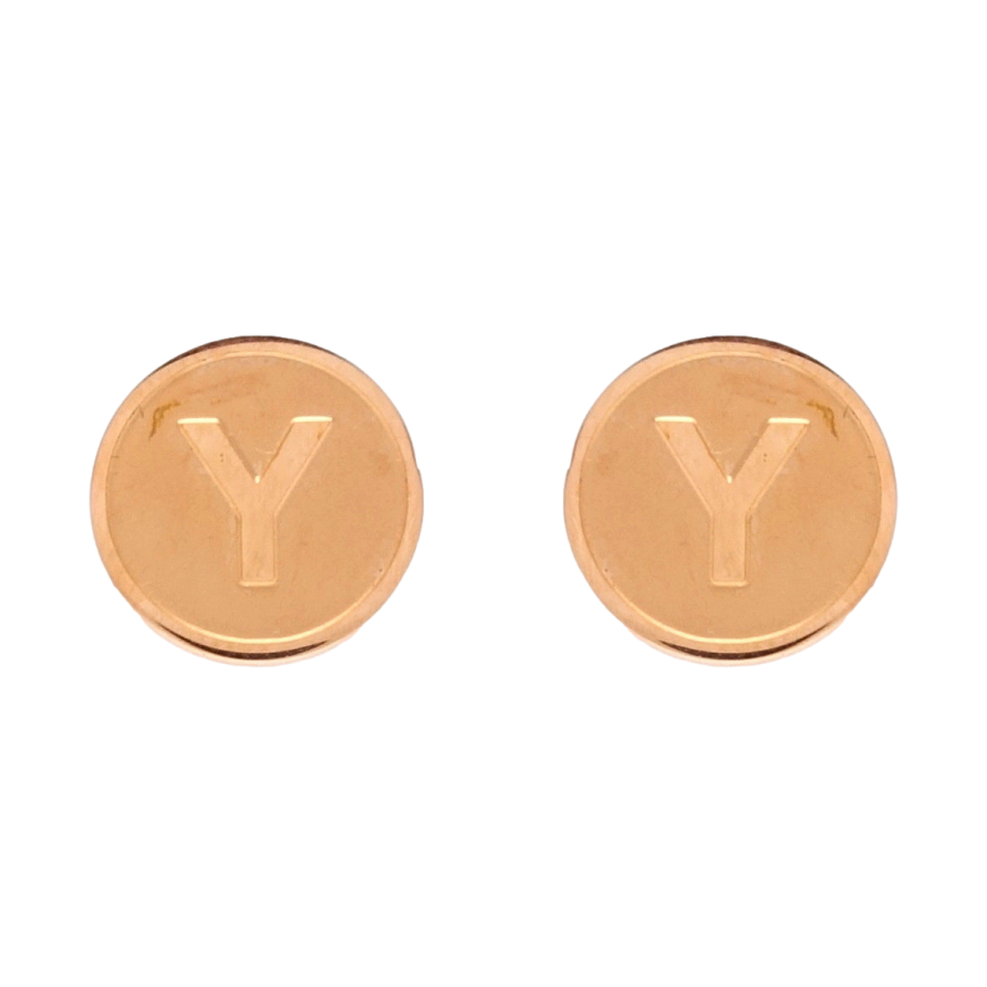 Серьги Xuping TTM Stainless Steel цвет РО пусеты Буква Y ø 12мм фото №1