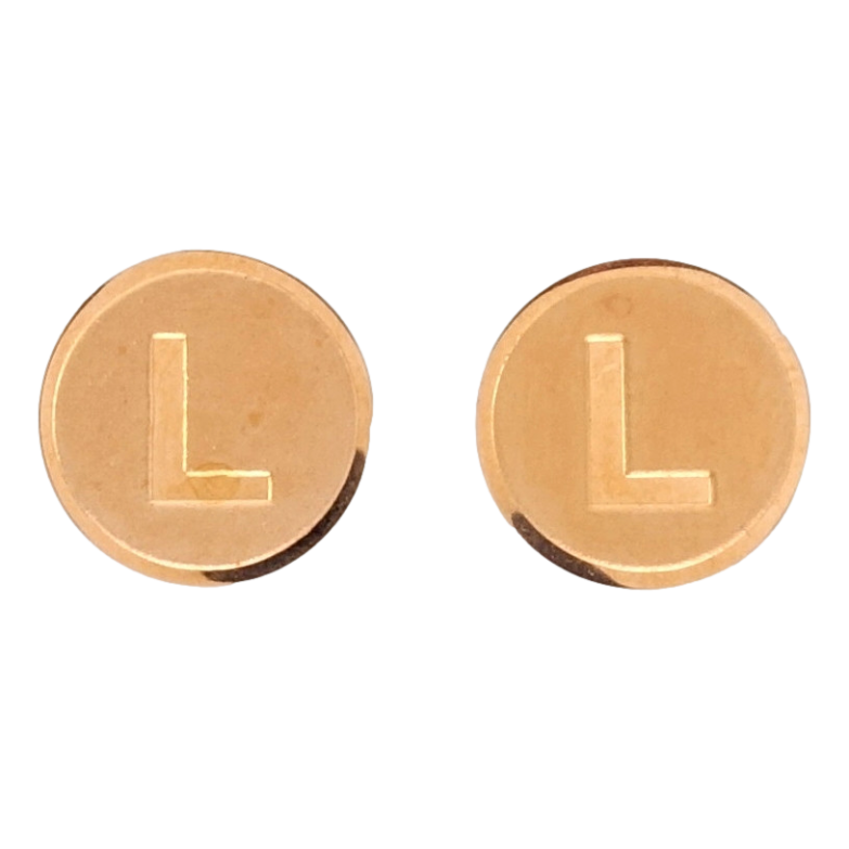 Серьги Xuping TTM Stainless Steel цвет РО пусеты Буква L ø 12мм фото №17
