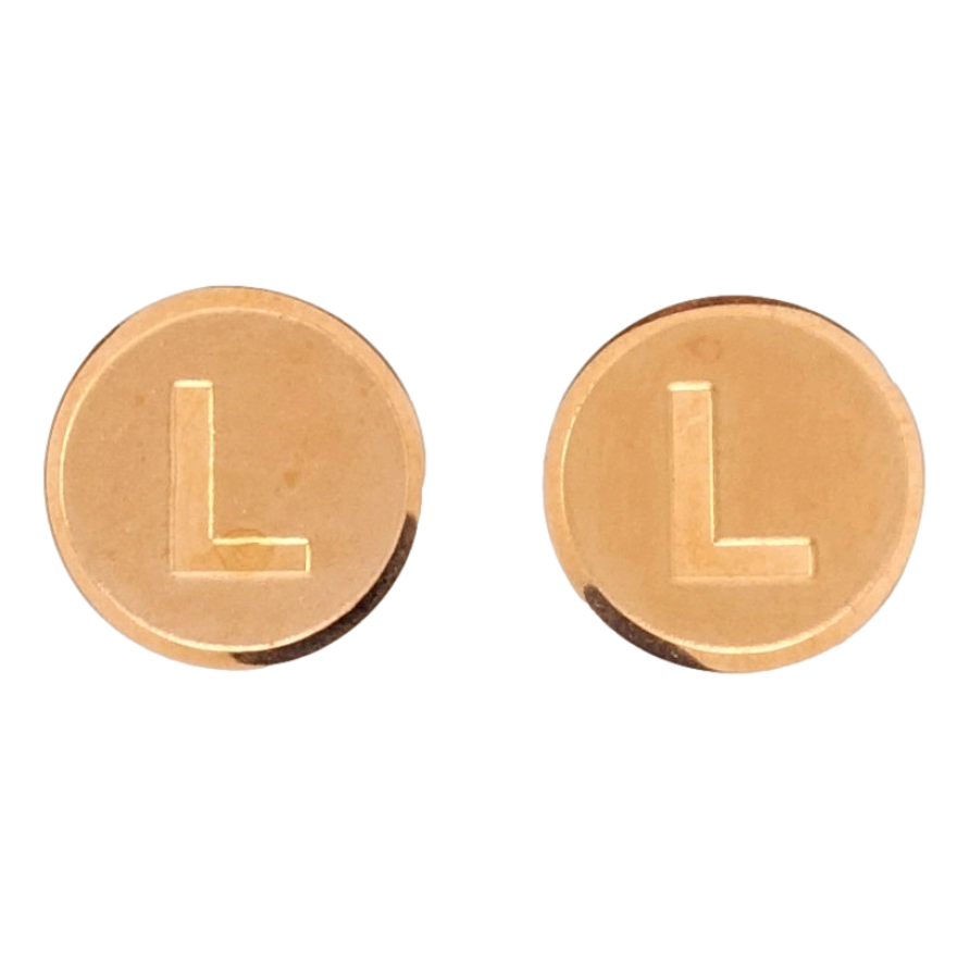 Серьги Xuping TTM Stainless Steel цвет РО пусеты Буква L ø 12мм фото №1