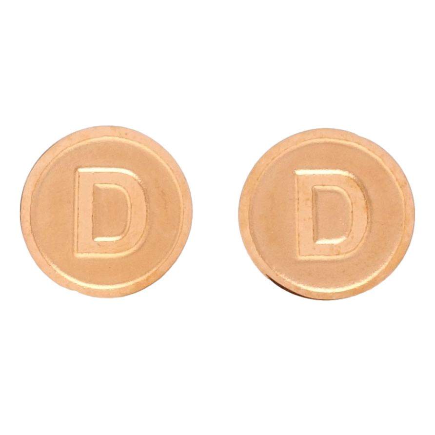 Серьги Xuping TTM Stainless Steel цвет РО пусеты Буква D ø 12мм фото №1
