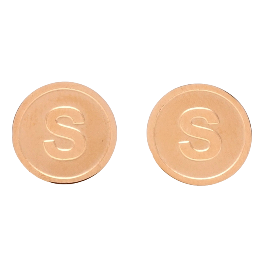 Серьги Xuping TTM Stainless Steel цвет РО пусеты Буква S ø 12мм фото №1