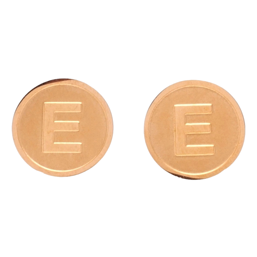 Серьги Xuping TTM Stainless Steel цвет РО пусеты Буква E ø 12мм фото №1