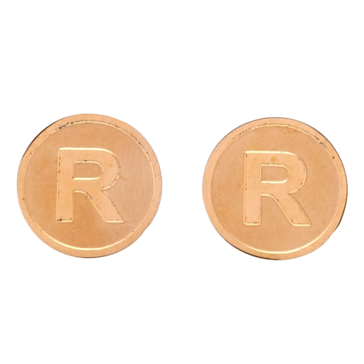 Серьги Xuping TTM Stainless Steel цвет РО пусеты Буква R ø 12мм фото №17