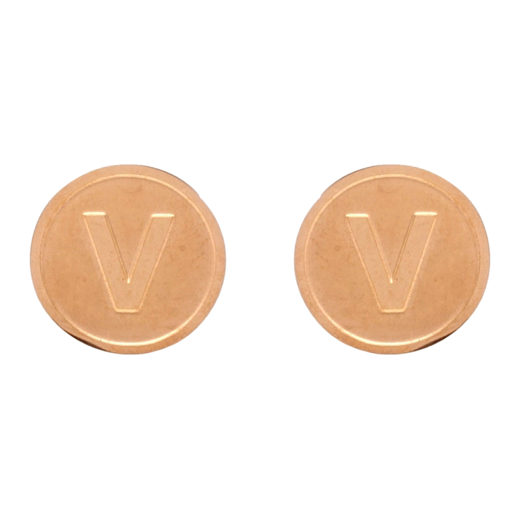 Серьги Xuping TTM Stainless Steel цвет РО пусеты Буква V ø 12мм фото №15