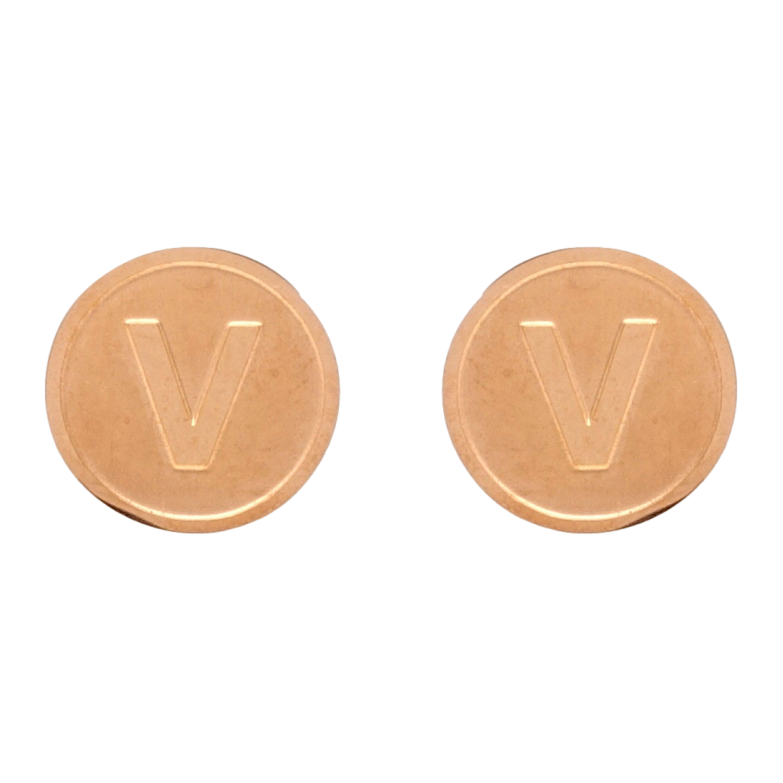 Серьги Xuping TTM Stainless Steel цвет РО пусеты Буква V ø 12мм фото №19
