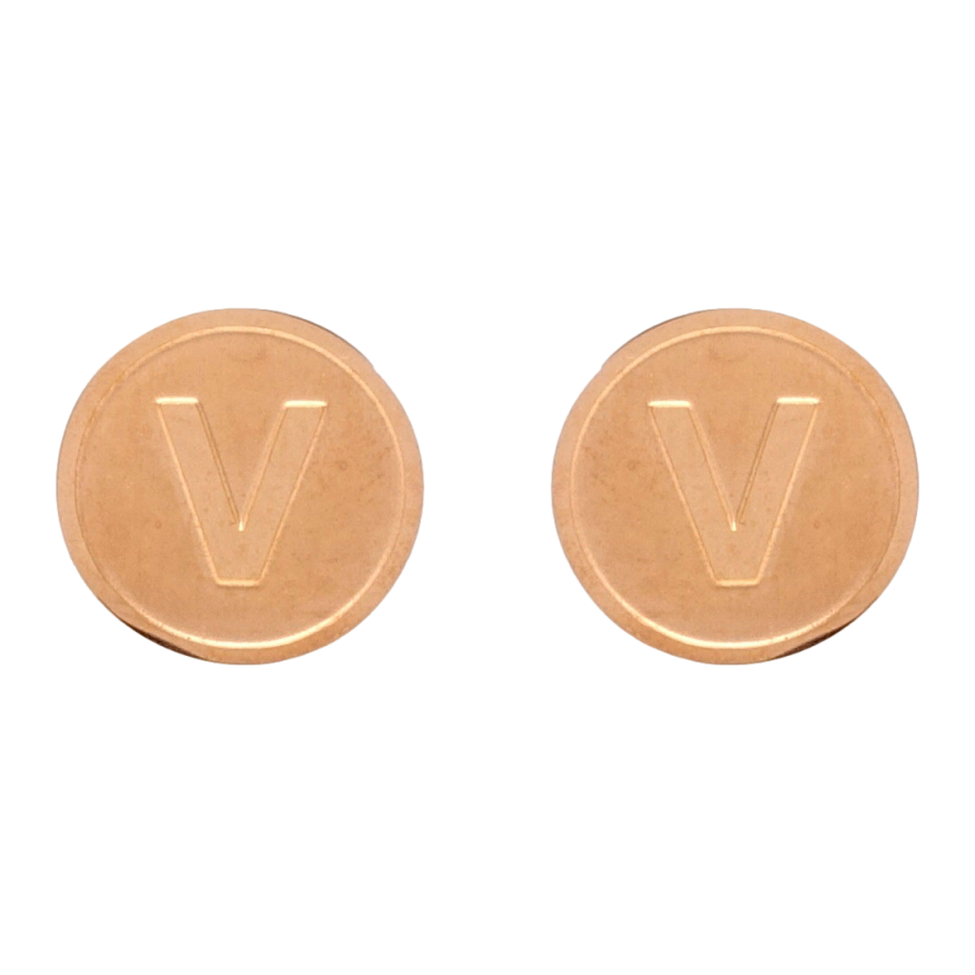 Серьги Xuping TTM Stainless Steel цвет РО пусеты Буква V ø 12мм фото №1