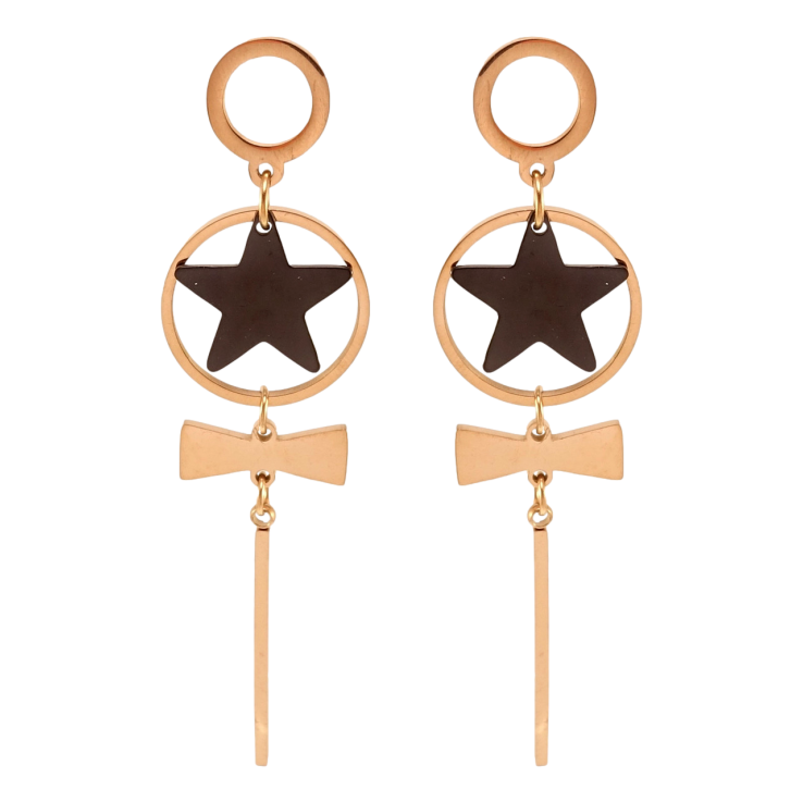 Серьги Xuping TTM Stainless Steel цвет РО пусеты Подвески со звездами и бантами фото №6