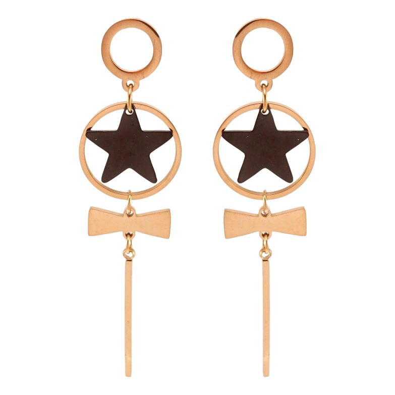 Серьги Xuping TTM Stainless Steel цвет РО пусеты Подвески со звездами и бантами фото №4