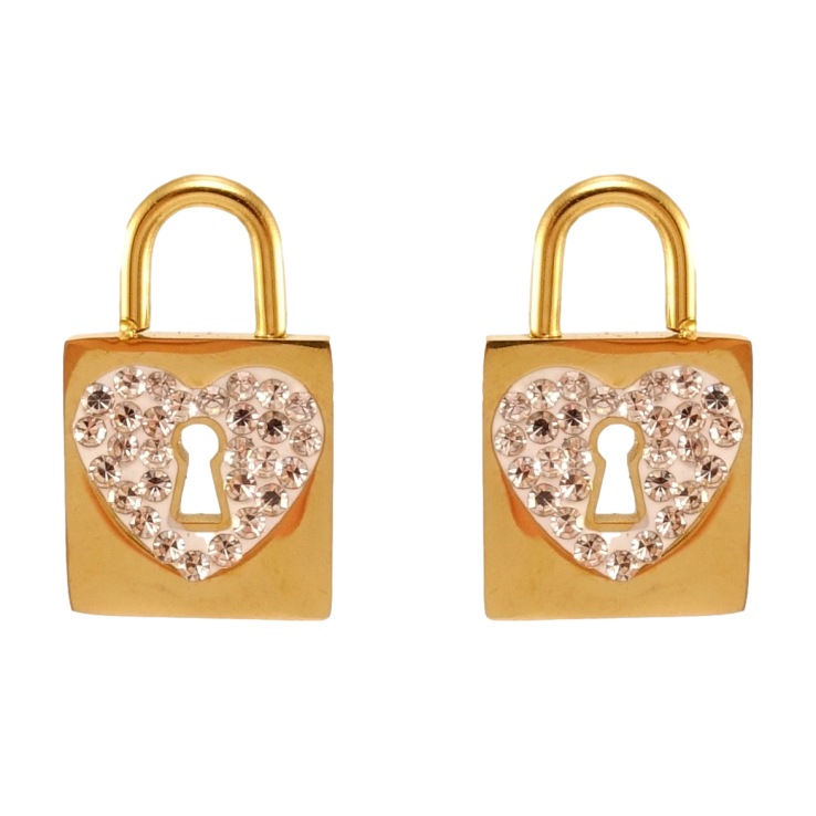 Серьги Xuping TTM Stainless Steel цвет 14K пусеты Замочки с цирконием фото №9