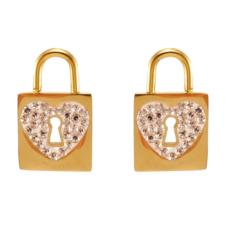 Серьги Xuping TTM Stainless Steel цвет 14K пусеты Замочки с цирконием фото №2