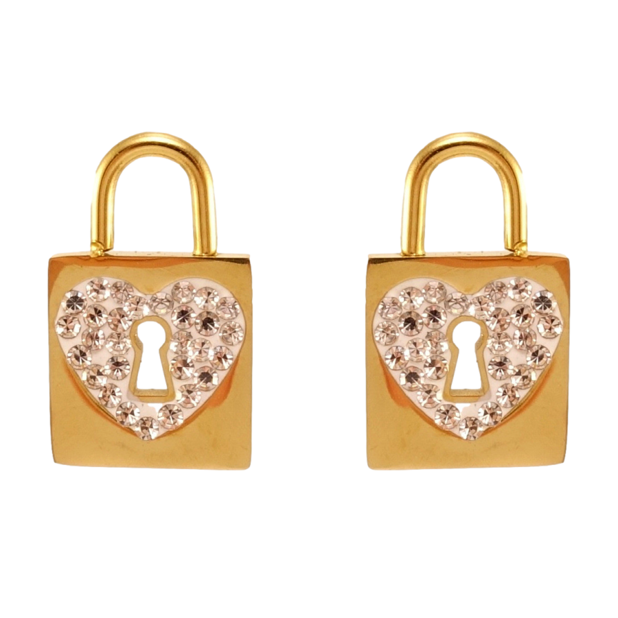 Серьги Xuping TTM Stainless Steel цвет 14K пусеты Замочки с цирконием фото №1