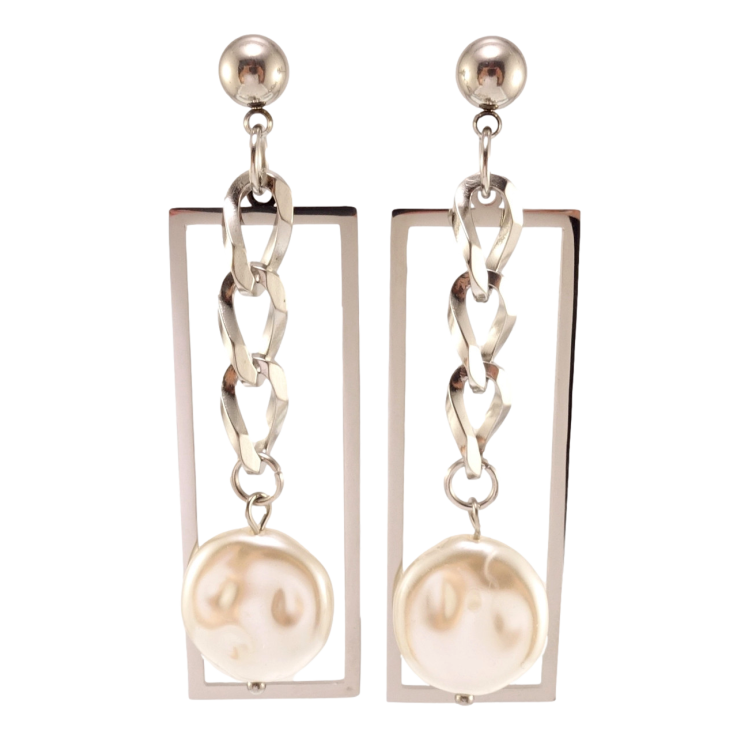 Серьги Xuping TTM Stainless Steel цвет Родий пусеты Фигурные подвески фото №4