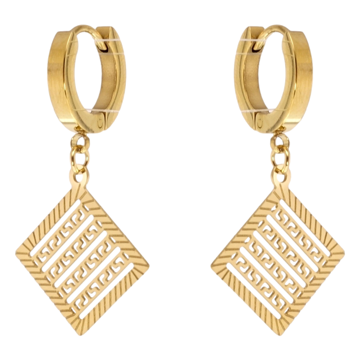 Серьги Xuping TTM Stainless Steel цвет 14K подвески на колечках Ромбы фото №11