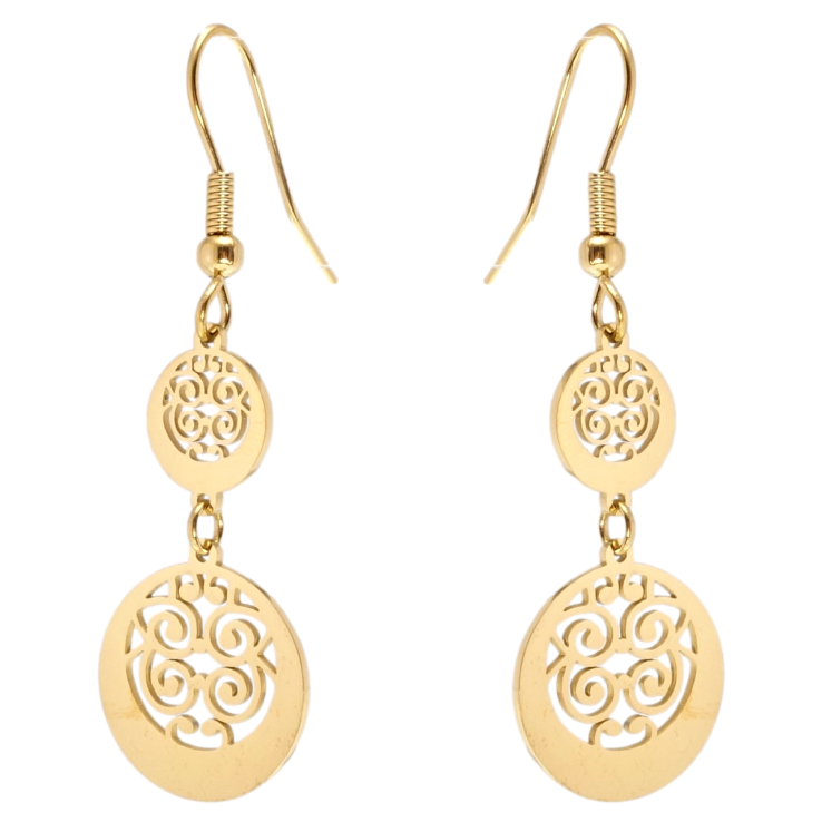 Сережки Xuping TTM Stainless Steel колір 14K підвіски французький замок Ажурні підвіски фото №2