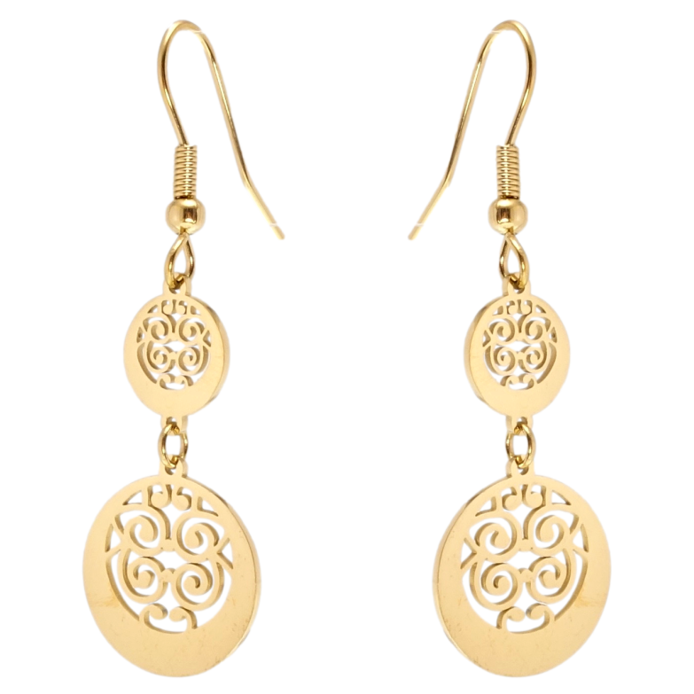 Сережки Xuping TTM Stainless Steel колір 14K підвіски французький замок Ажурні підвіски фото №1