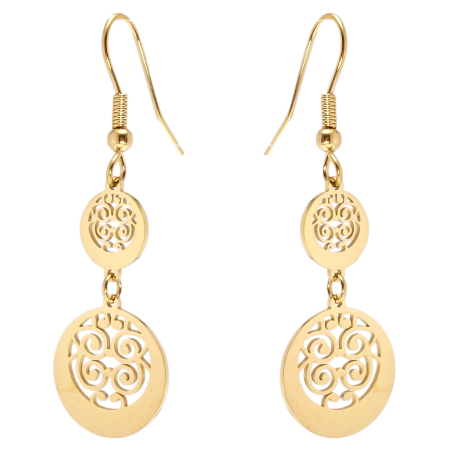 Сережки Xuping TTM Stainless Steel колір 14K підвіски французький замок Ажурні підвіски фото №1