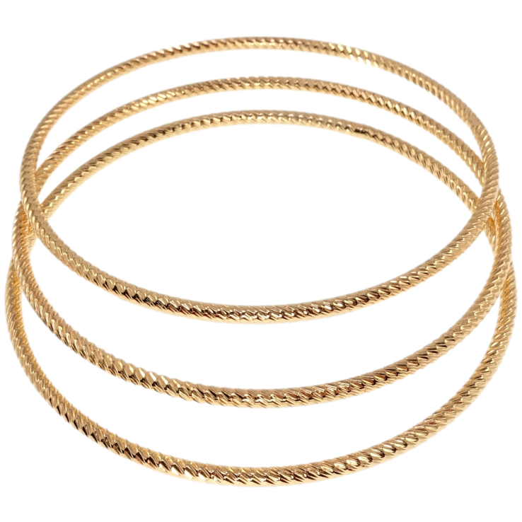 Браслет Xuping M&L Колір 18К Класика з візерунком насічками 3 кільця ø 6см фото №4